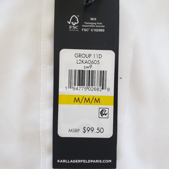 KARL LAGERFELD Long Pleated Sleeve Button Down White Shirt—NWT—M - Picture 11 of 14